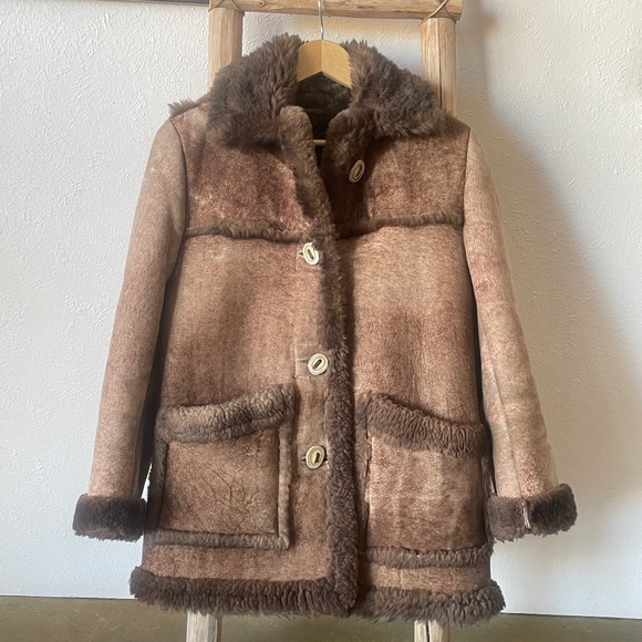 EUC Custom Made Authentic Leather Sheepskin Shearling Coat - Picture 2 of 9